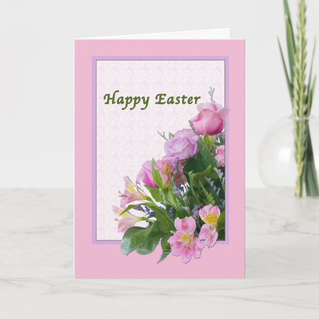 Tarjeta de Pascua con flores de primavera (Anverso)