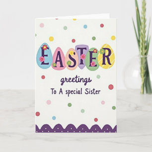 Tarjeta de Pascua con forma de huevo para hermana