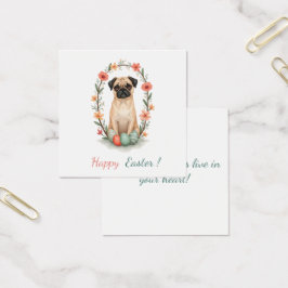 Tarjeta de Pascua con imagen de un pug