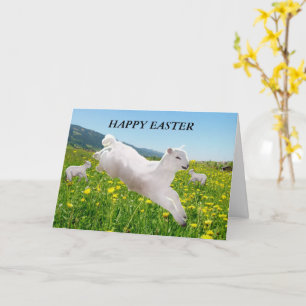 Tarjeta de Pascua con lambres de primavera