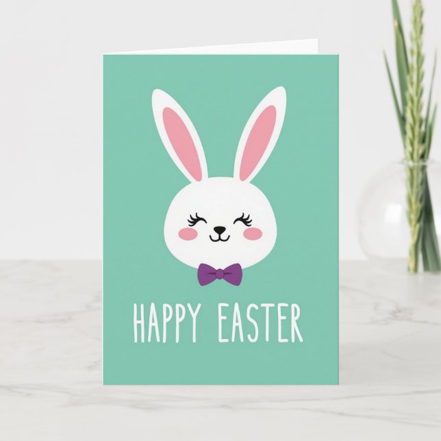 Tarjeta de Pascua con lazo de conejito (Anverso)