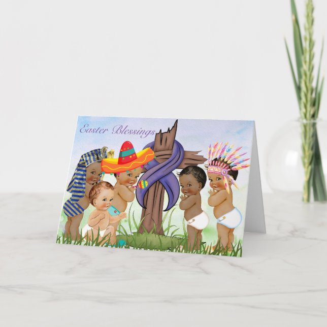 Tarjeta de Pascua con Niños Vintage (Anverso)
