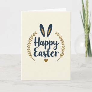 Tarjeta de Pascua con Orejas de Animal Feliz