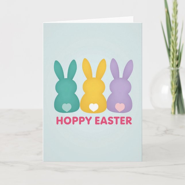 Tarjeta de Pascua con patrón de corazón de conejo (Anverso)