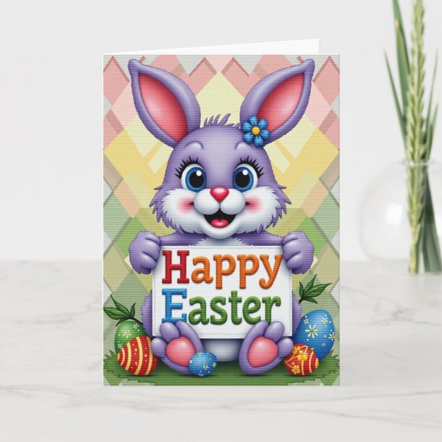 Tarjeta de Pascua con Patrón de Diamantes (Anverso)