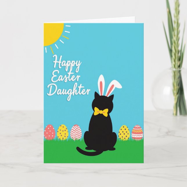 Tarjeta de Pascua con patrón de gato conejo (Anverso)