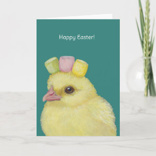 tarjeta de Pascua con pollito de azúcar