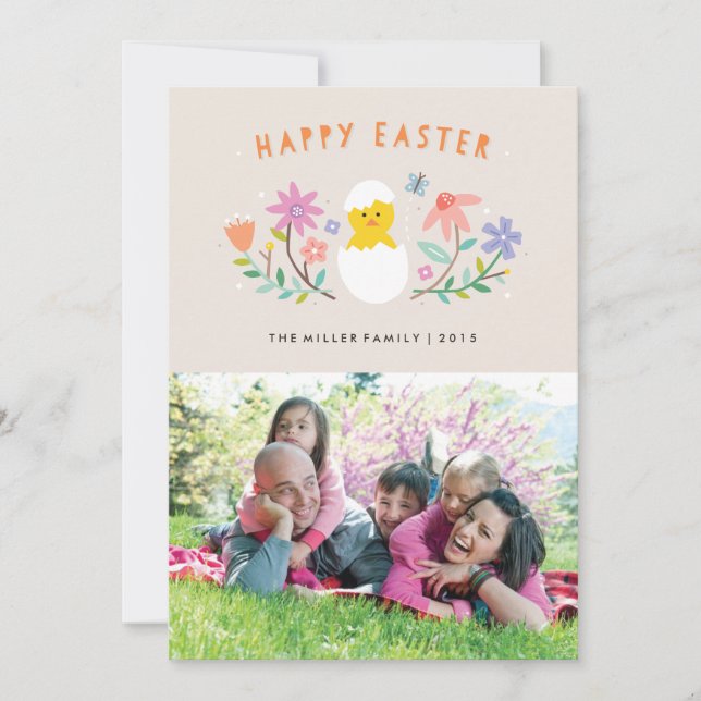 Tarjeta de Pascua con sombrero - Beige (Anverso)