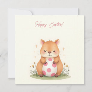 Tarjeta de Pascua con un capibara en colores paste