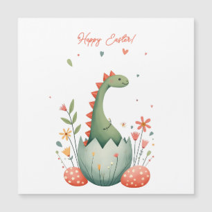 Tarjeta de Pascua con un dinosaurio en colores pas