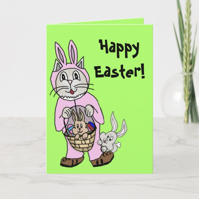 Tarjeta de pascua con un gato en el dibujo del (Anverso)