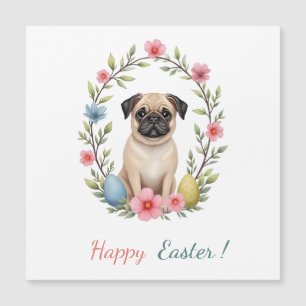 Tarjeta de Pascua con una foto de un pug