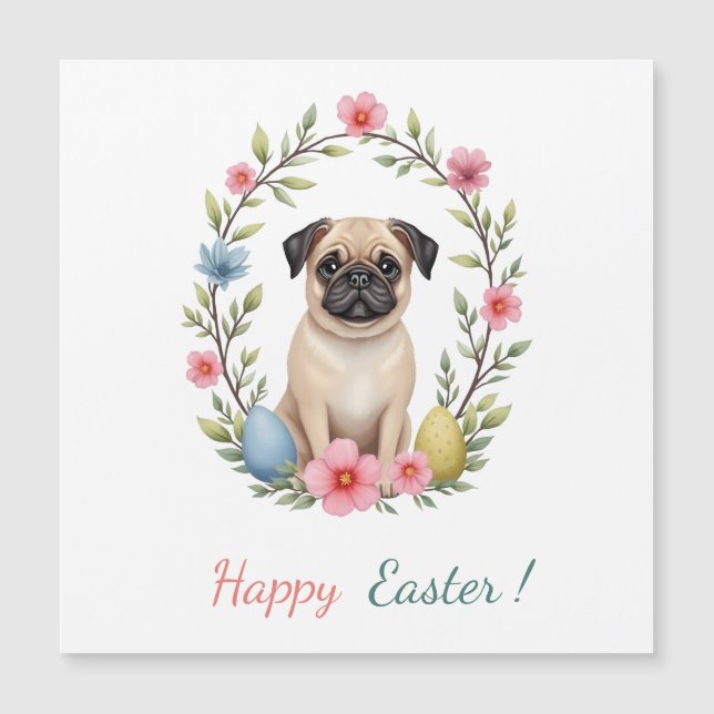 Tarjeta de Pascua con una foto de un pug (Anverso)