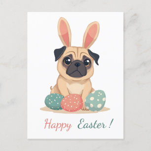 Tarjeta de Pascua con una foto de un pug