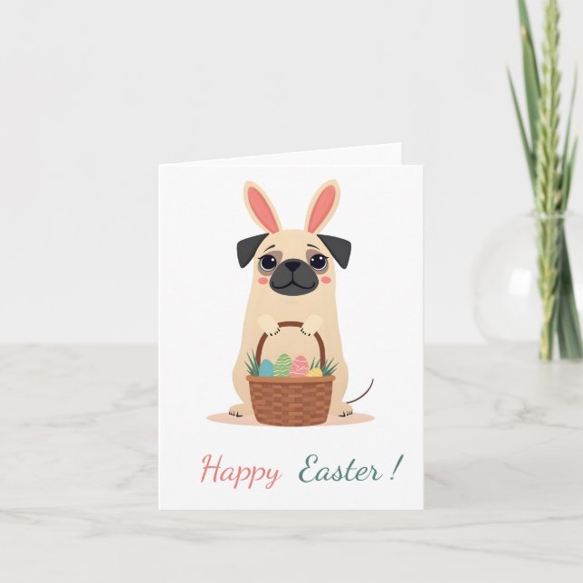 Tarjeta de Pascua con una foto de un pug (Anverso)