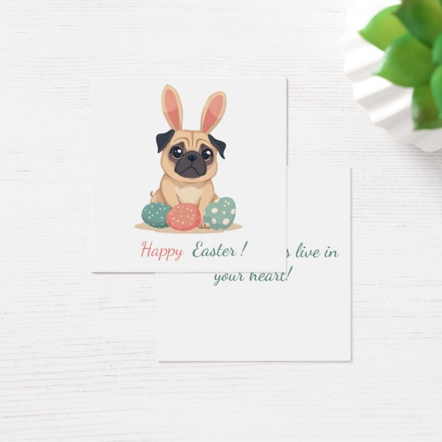 Tarjeta de Pascua con una foto de un pug (Escritorio)