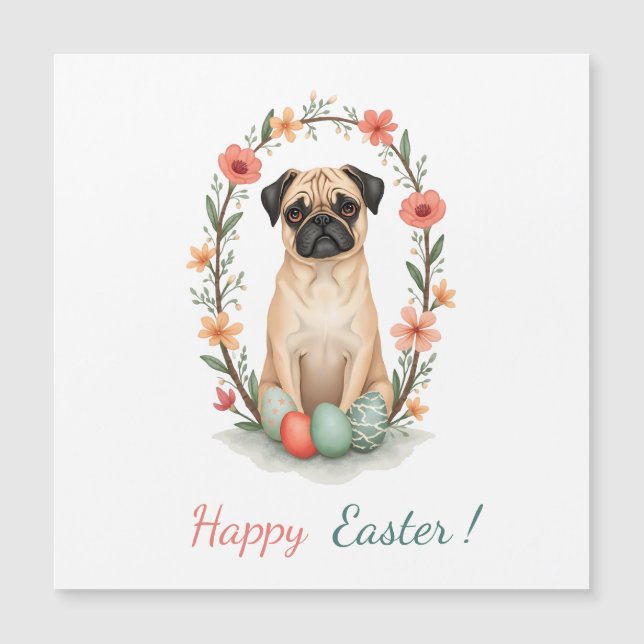 Tarjeta de Pascua con una foto de un pug (Anverso)