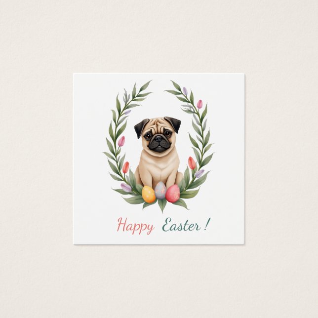 Tarjeta de Pascua con una foto de un pug (Anverso)