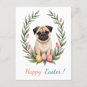 Tarjeta de Pascua con una foto de un pug