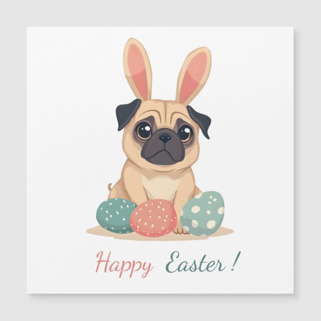Tarjeta de Pascua con una foto de un pug (Anverso)