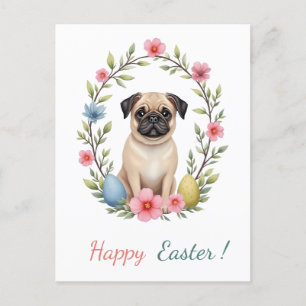 Tarjeta de Pascua con una foto de un pug