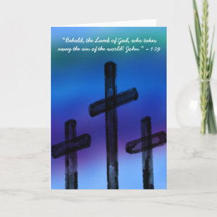 Tarjeta de Pascua con versículo He aquí el Cordero