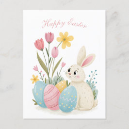 Tarjeta de Pascua Conejo y Ilustracion de huevo