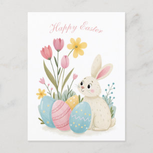 Tarjeta de Pascua Conejo y Ilustracion de huevo