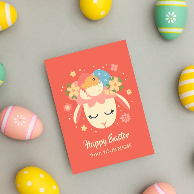 Tarjeta de Pascua Cordero y Pollito (Subido por el creador)