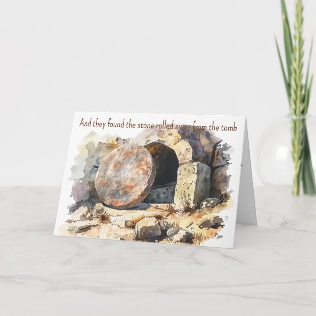 Tarjeta de Pascua Cristiana: La tumba estaba vacía (Anverso)