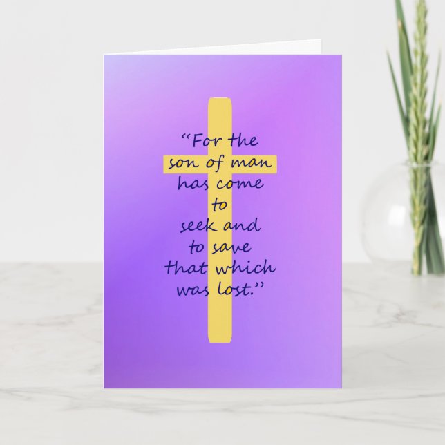 Tarjeta de Pascua Cristiana Morada de Oro (Anverso)