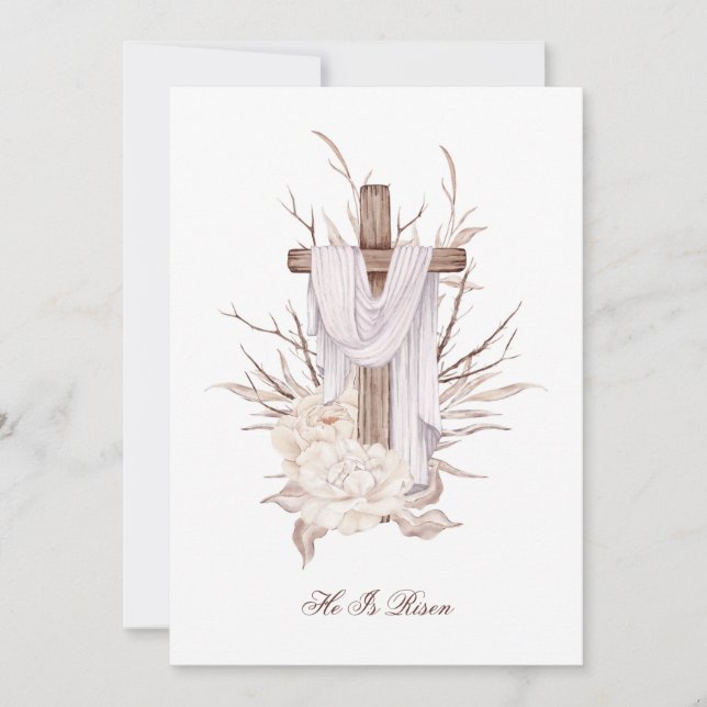 Tarjeta de Pascua Cruz Ha Resucitado  (Anverso)