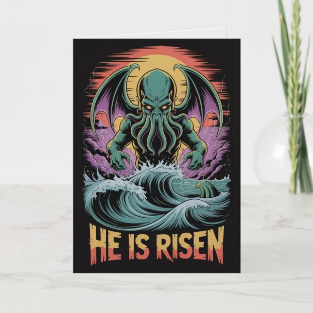 Tarjeta de Pascua Cthulhu Ha Resucitado (Anverso)