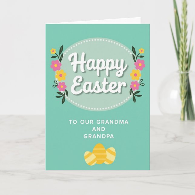 Tarjeta de Pascua de Abuela y Abuelo de Oro Falso (Anverso)