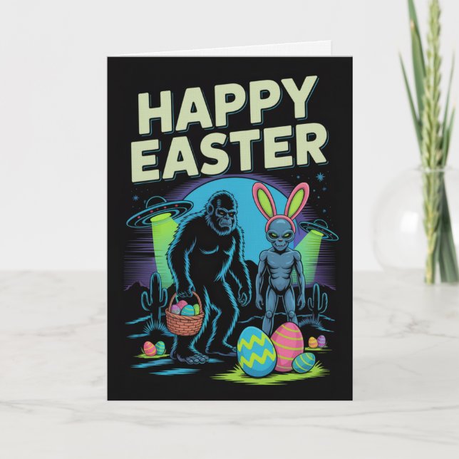 Tarjeta de Pascua de Alien Bigfoot (Anverso)