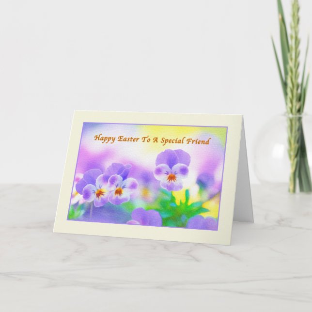 Tarjeta de Pascua de Amigo con Pansies (Anverso)