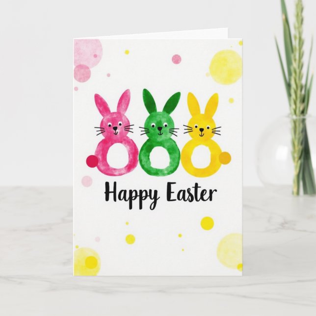 Tarjeta de Pascua de Animales Felices (Anverso)