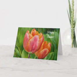 Tarjeta de Pascua de Arte de Flor de Tulipán de Pr