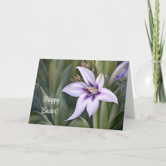 Tarjeta de Pascua de Arte de Flor Purple Lily (Anverso)