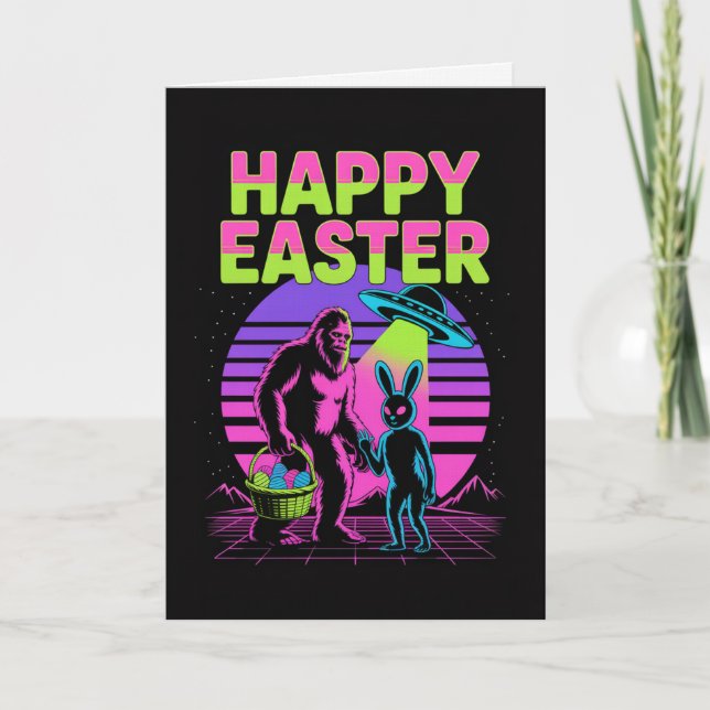 Tarjeta de Pascua de Bigfoot Alien (Anverso)