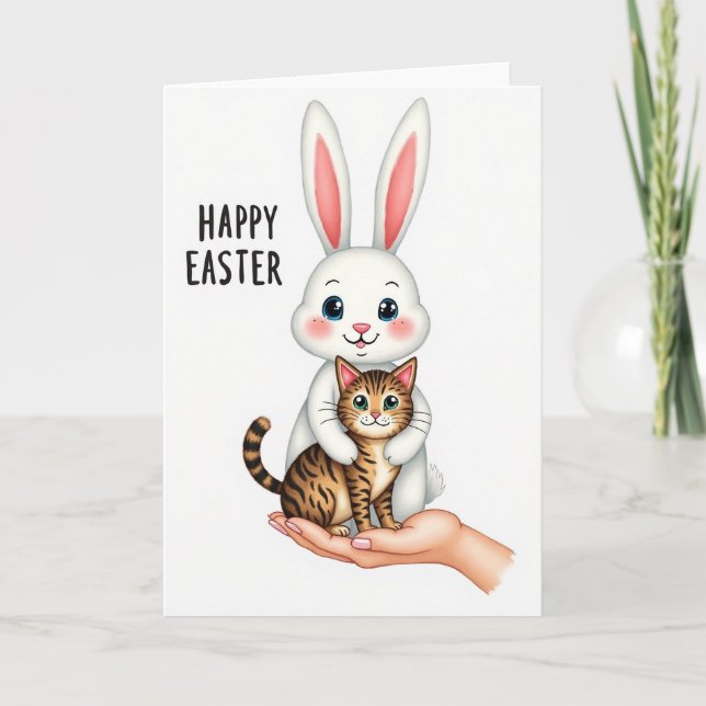 Tarjeta de Pascua de Bunny y Kitty (Anverso)