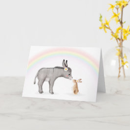 Tarjeta de pascua de burro y conejo