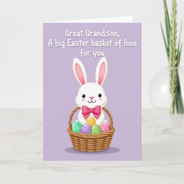 Tarjeta de Pascua de Cesta de Conejito (Anverso)