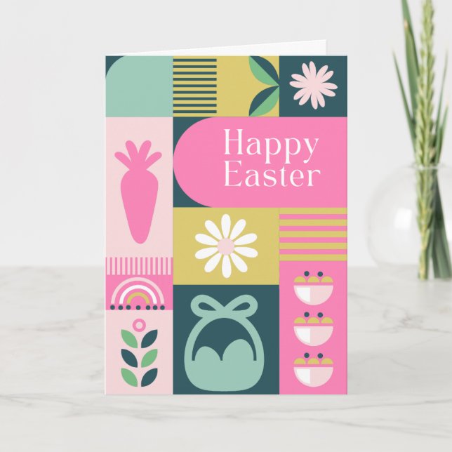 Tarjeta de Pascua de Colores Brillantes Diferentes (Anverso)