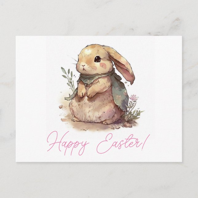 Tarjeta de Pascua de conejito lindo (Anverso)