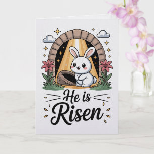 Tarjeta de Pascua de conejito pastel kawaii 'Él ha