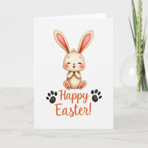 Tarjeta de Pascua de conejo acuarela