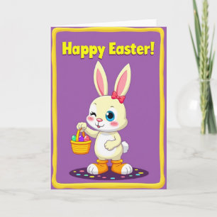Tarjeta de Pascua de Conejo con Marco Ondulado