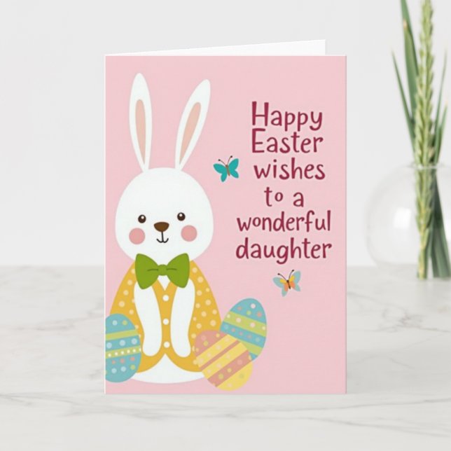 Tarjeta de Pascua de conejo de lunares (Anverso)
