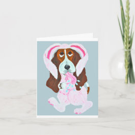 Tarjeta de Pascua de conejo de Pascua de Basset Ho